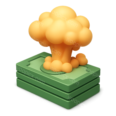 3D Explosive Money Icon with Smoke Effect