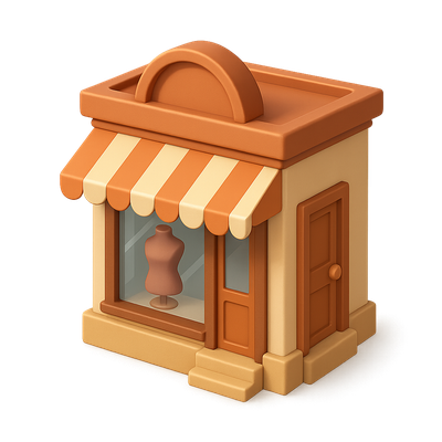 Stylish 3D Boutique Icon with Volumetric Design