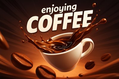 Dynamic Coffee Scene with Energetic Splash