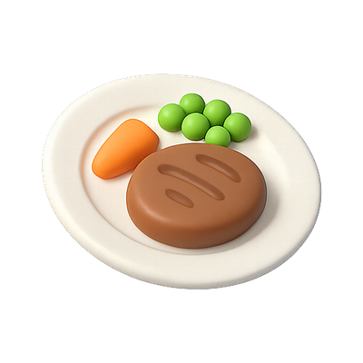3D Render of a Plate of Food with Vegetables