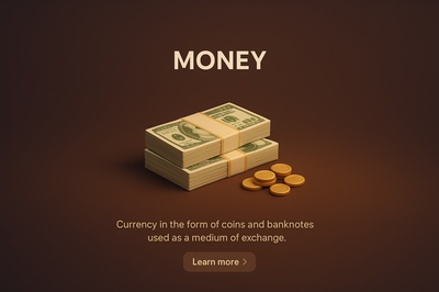 Realistic 3D Money Scene with Coins and Banknotes