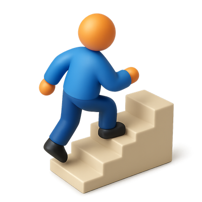 3D Stair Climber Icon with Isometric View and Transparent Background
