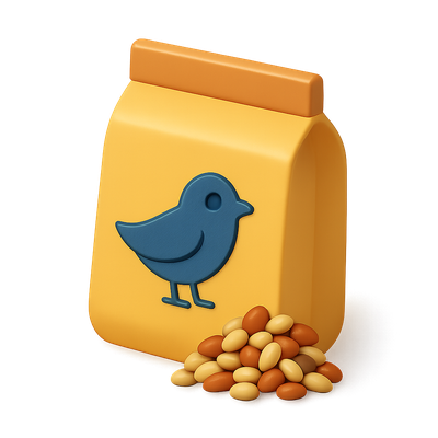 Colorful 3D Bird Seed Icon with Volumetric Feel