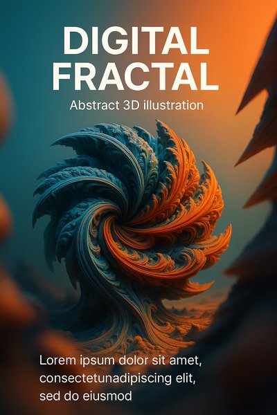 Abstract 3D Digital Fractal Illustration in Vibrant Colors