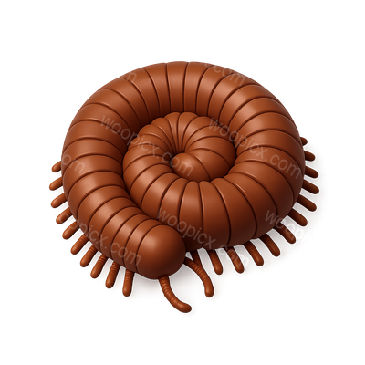 Stylized 3D Millipede Icon in Isometric View