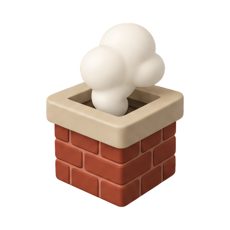 Charming brick chimney with smoke