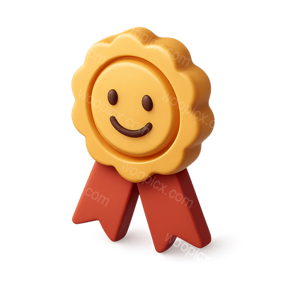 3D Smile Ribbon Award Icon with Volumetric Effect