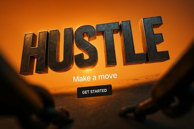 Dynamic 3D Text Design Promoting Hustle and Action