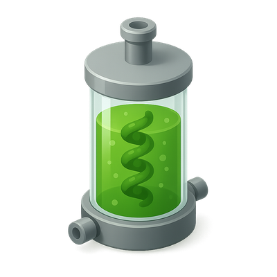 Stylized 3D Algae Bioreactor Icon with Volumetric Design