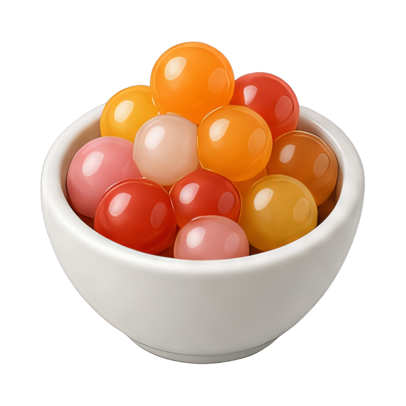 colorful popping boba spheres