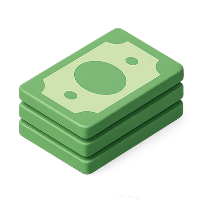 Stylized Stack of Money Icon in Green