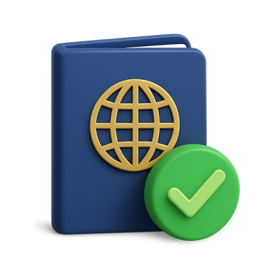 3D Passport Icon with Check Mark in Isometric View