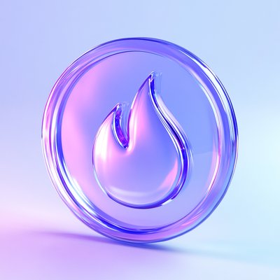 Stylized Glass Flame Icon with Gradient Colors