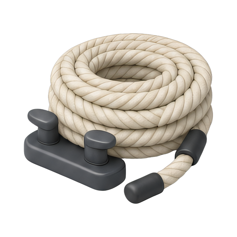 coiled dock lines on a pier