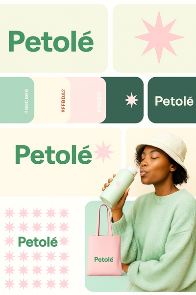 Modern Composition Design with Pastel Colors and Branding