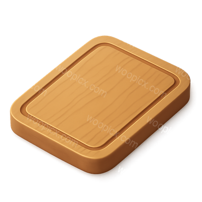 Stylized Isometric Cutting Board Icon with Groove