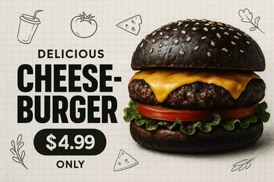 Dynamic Modern Advertisement Layout for Cheese Burger