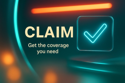 Vibrant Neon Advertising Design for Insurance Claims