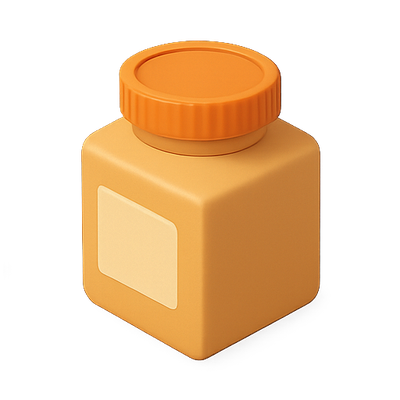 3D Render of a Square Jar with Orange Lid