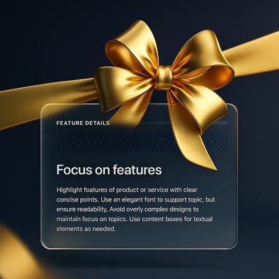 Elegant Gold Bow and Ribbon with Feature Details