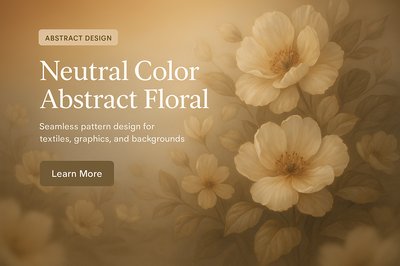 Neutral Color Abstract Floral Pattern Design for Textiles