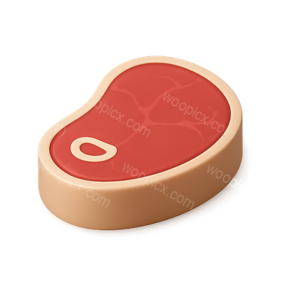 Stylized 3D Beef Steak Icon with Isometric View