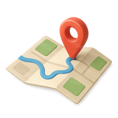 3D Map Icon with Marker and Path in Isometric View