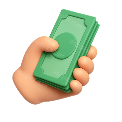 3D Icon of a Hand Holding Money in Isometric View