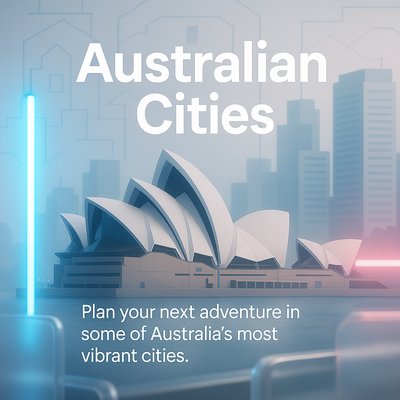 Promotional Graphic Highlighting Australian Cities