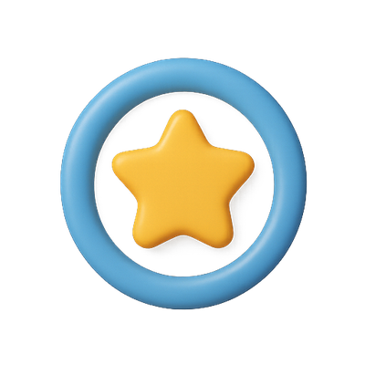 3D Star Icon within a Circular Frame