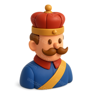 3D Duke Icon with Regal Crown and Mustache