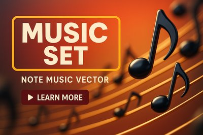 Dynamic Music Set Graphic with Notes and Warm Background