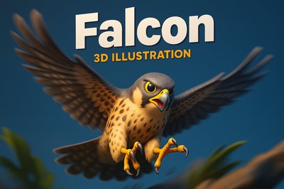 Dynamic 3D Falcon Illustration in Action