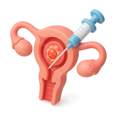 3D Embryo Implant Icon with Syringe and Uterus Design