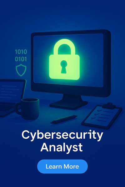 Fluorescent Cybersecurity Analyst Scene with Glowing Elements