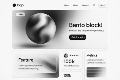 Minimalistic Bento Grid Landing Page Design Concept