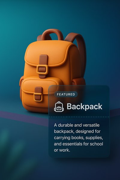 3D Backpack Icon with Stylish Overlay Design