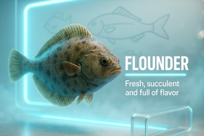 3D Render of Flounder Fish with Modern Design Elements