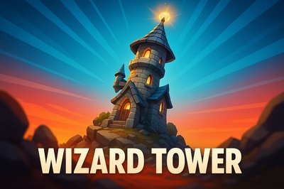 Dynamic Wizard Tower Illustration with Tricolor Effect