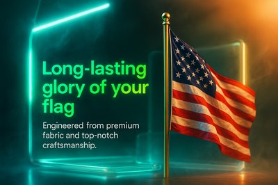Vibrant Neon Advertising Slide Featuring American Flag