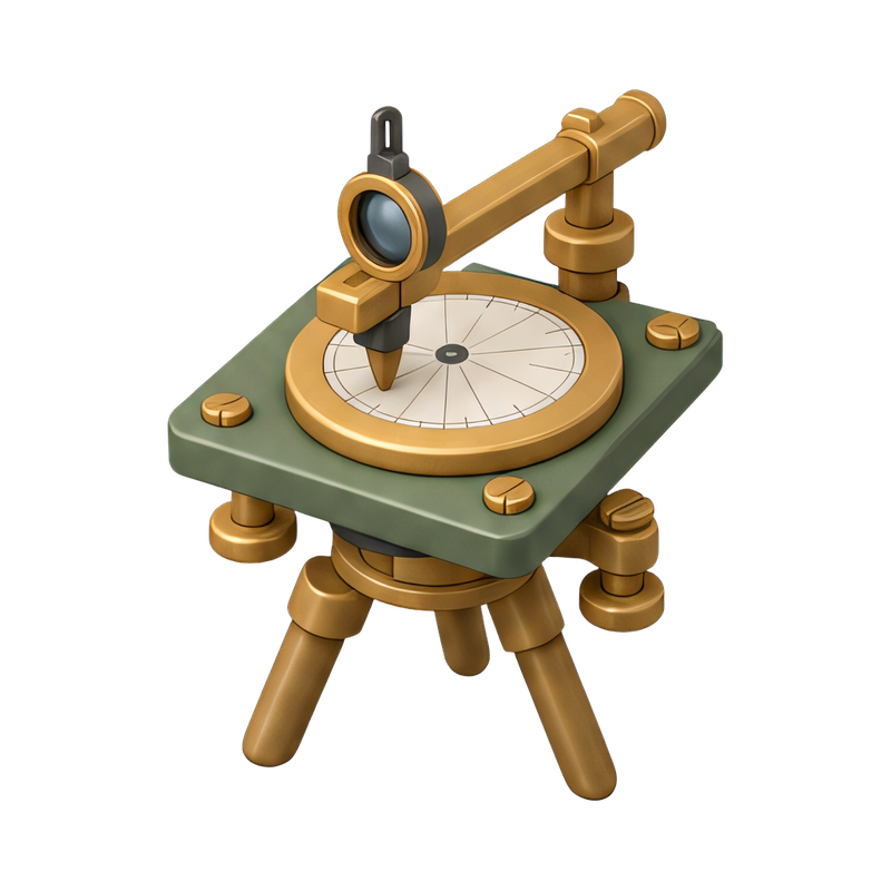 Surveying tools on a table