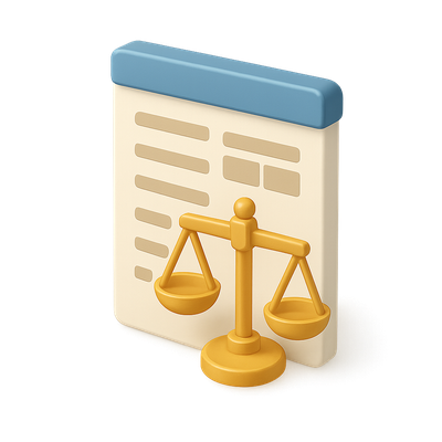 3D Balance Sheet Icon with Scales and Document