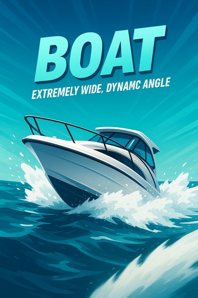 Dynamic Boat Illustration with Vibrant Colors and Action