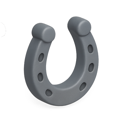 3D Render of a Metallic Horseshoe Icon