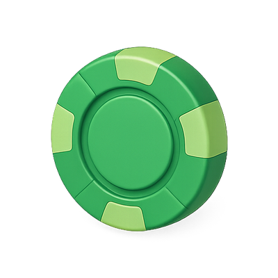 Realistic Green Poker Chip on Transparent Background