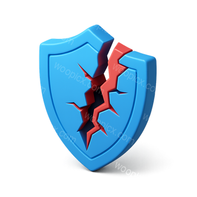 3D Breach Icon with Cracked Shield Design