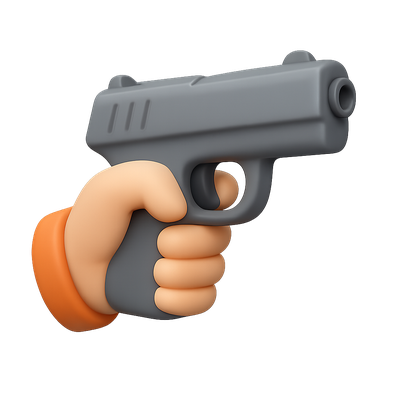 3D Handgun Icon with Isometric Perspective