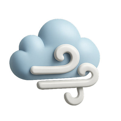 Stylized Weather Icon Representing Wind and Clouds