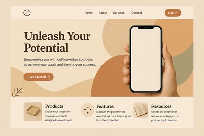 Boho Style Landing Page Design with Minimalist Aesthetic