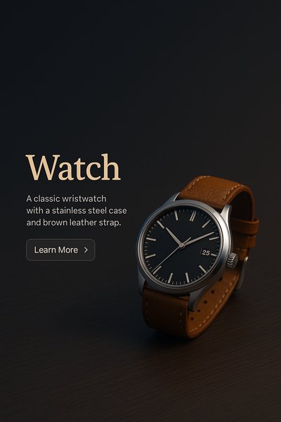 Stylish Wristwatch with Leather Strap in Dark Background